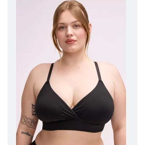 Torrid Lightly Lined Microfiber Surplice Bralette Rich Black Size 1 / 1x Nwt